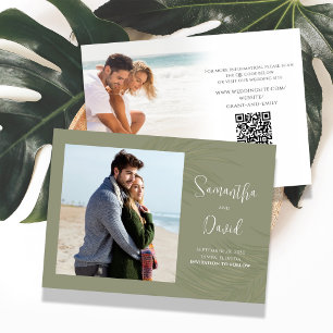 Elegant Green Palm Leaves Wedding Save The Date