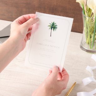 Elegant Green Palm Tree Vellum Invitations