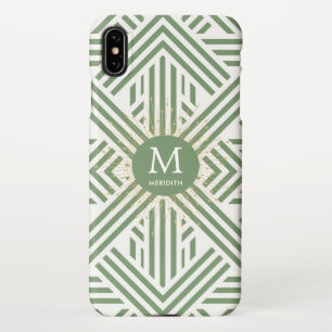 Elegant Green Pattern Monogram  iPhone Case