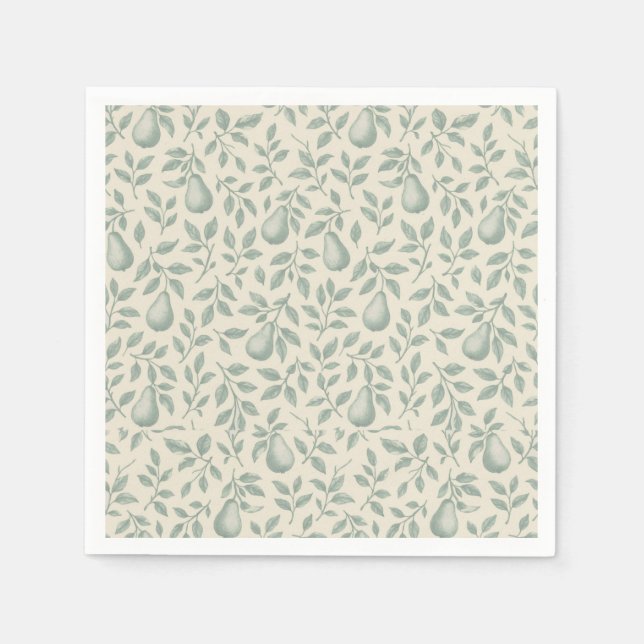 Elegant Green Pear Wedding Napkin (Front)