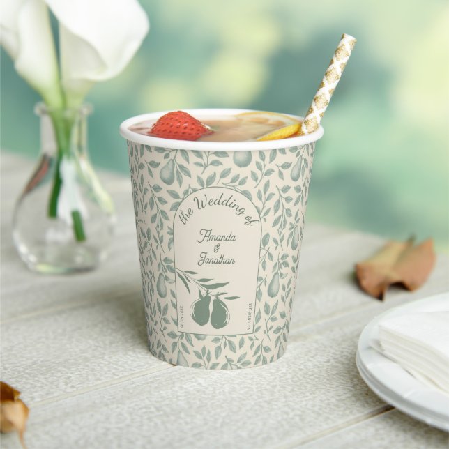 Elegant Green Pear Wedding Paper Cups (Insitu)