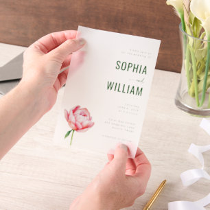 Elegant Green Peony Wedding Invitation