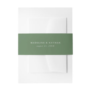 Elegant Green Personalised Wedding Invitation Belly Band