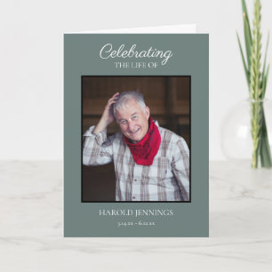 Elegant Green Photo Funeral Memorial Program