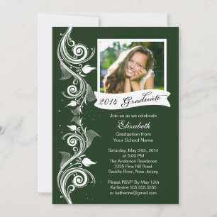 Elegant Green Photo Graduation Party Invitation