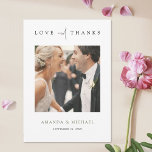 Elegant Green Photo Thank You Wedding Card<br><div class="desc">This simply chic custom photo wedding thank you card template features an elegant, minimalist, modern design. The default shape is standard sharp corners, but rounded corners also work wonderfully with this design, so try both looks and see which one grabs you! The front features your favourite photo, first names and...</div>