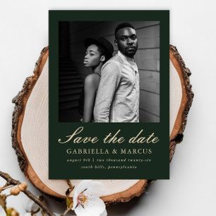 Elegant Green Photo Wedding Save The Date