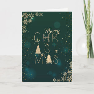 Elegant Green,Pine Tree Branches Holiday Card