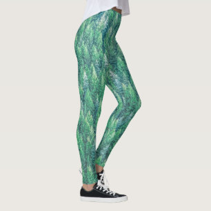Elegant Green Pine Trees Artwork   Leggings