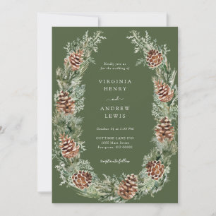 Elegant Green Pine Wedding Invitation