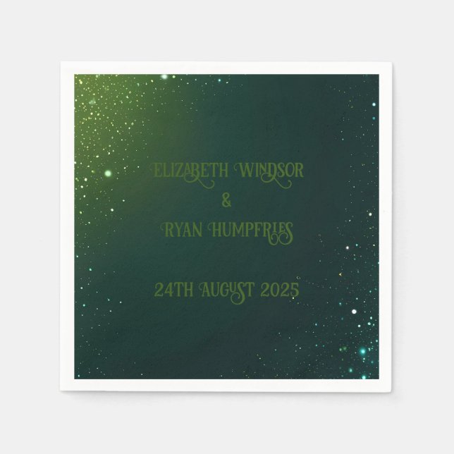 Elegant Green Pink & Blues Sparkle Design Napkin (Front)