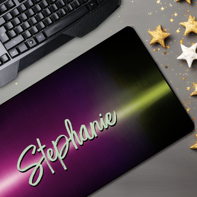 Elegant green pink ombré monogram  desk mat (Creator Uploaded)