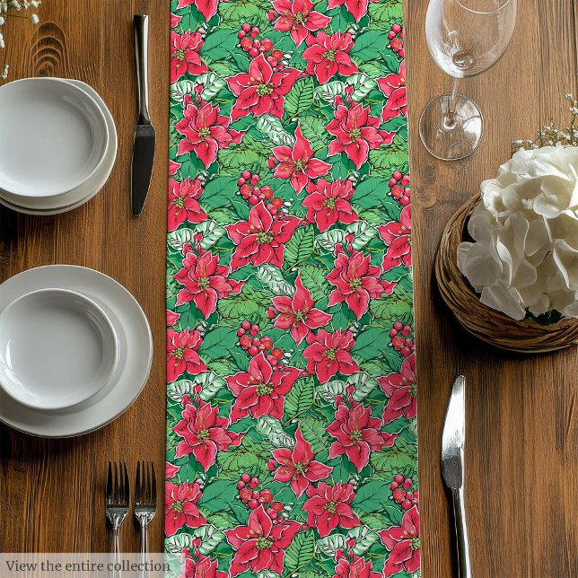 Elegant green pink preppy Christmas table runner (Elegant green pink preppy Christmas table runner)