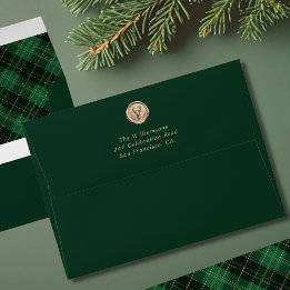 Elegant Green Plaid  Christmas Envelope