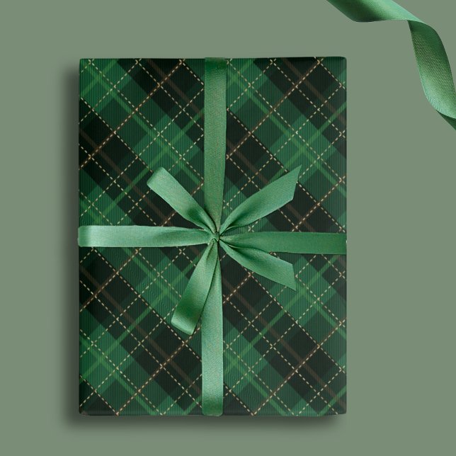 Elegant Green Plaid Christmas Holiday Wrapping Paper Sheet (Creator Uploaded)