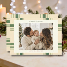 Elegant Green Plaid Family Photo Christmas