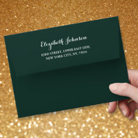 Elegant Green Pre Addressed 5x7 Wedding Invitation