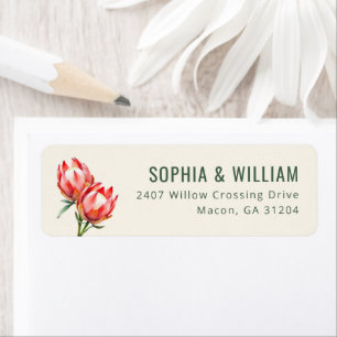 Elegant Green Protea Flowers Return Address Label