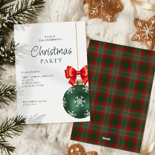 Elegant Green Red Christmas Party  Holiday Card