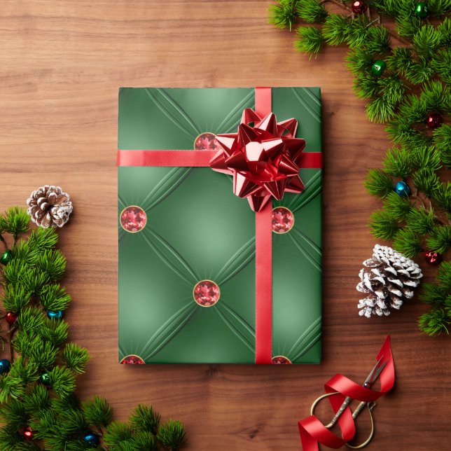 Elegant Green Red Glam Bling Holiday Wrapping Paper (Holiday Gift)