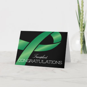 Elegant Green Ribbon Transplant Congratulations  Note Card