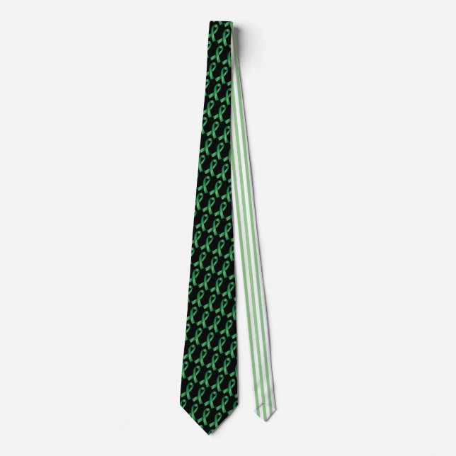 Elegant Green Ribbon Transplant Organ Donation Tie (Front)