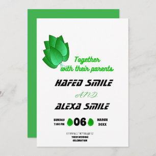 Elegant green rose and floral design Wedding In Invitation