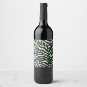 Elegant Green Rose Gold Glitter Zebra Wine Label