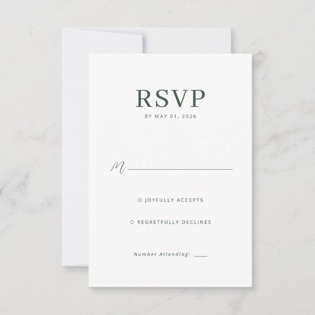 Elegant Green RSVP Card (Front)