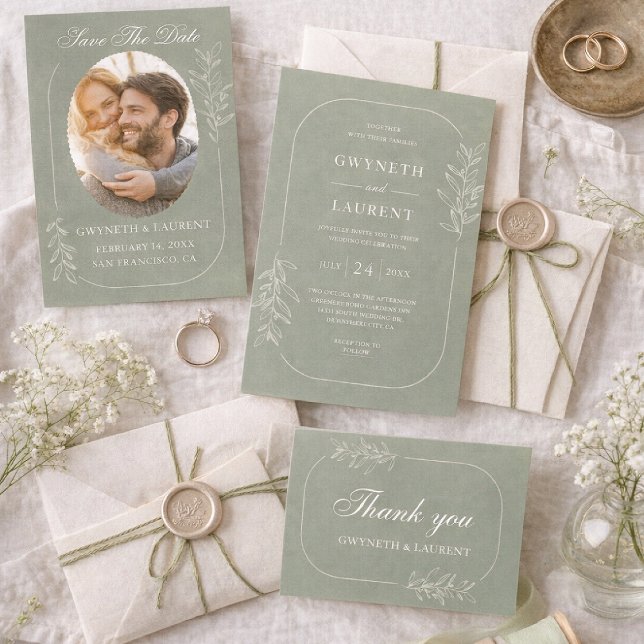 Elegant Green Save The Date Wedding Invitation (Creator Uploaded)