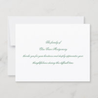 Elegant Green Script Funeral Acknowledgement