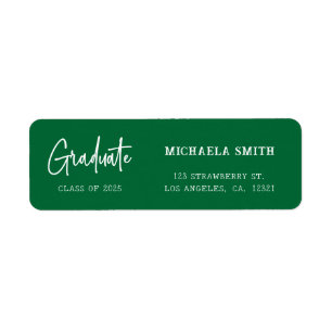Elegant Green Script Graduation Return Address Return Address Label