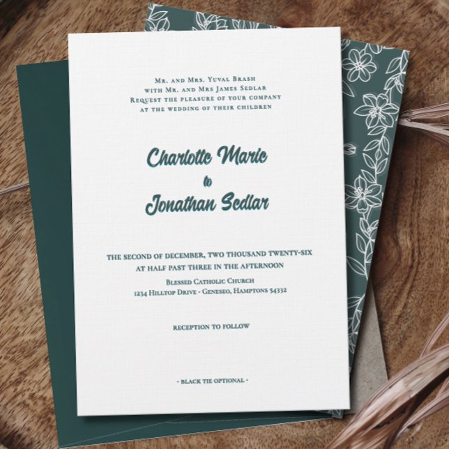 Elegant Green Script Simple Wedding Invitation (Elegant Green Script Simple Wedding Invitation)