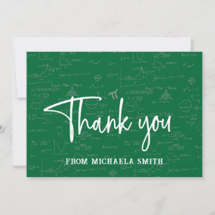 Elegant Green Script Typography Math Graduation Thank You Card