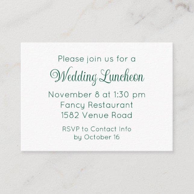 Elegant Green Script Wedding Event Invitation (Front)