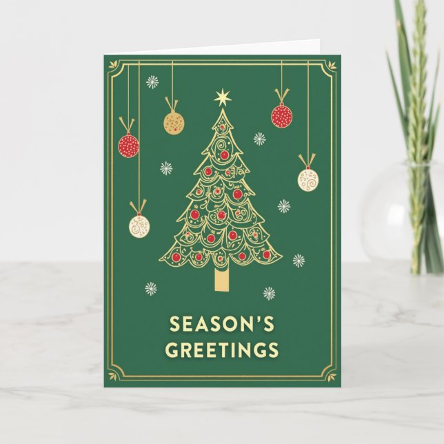 Elegant Green Seasons Greetings Card (Front)