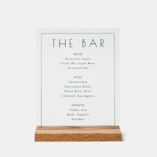 Elegant Green Serif Bar Menu Sign