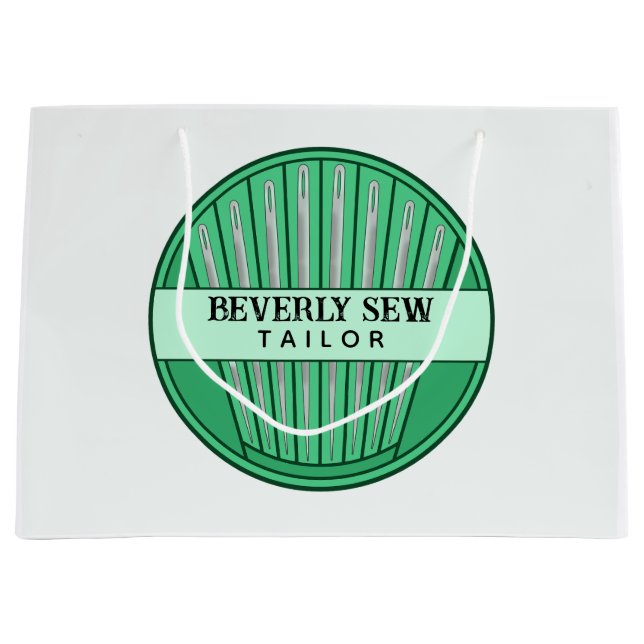 Elegant Green Sewing Needle Kit Packaging Large Gift Bag (Front)