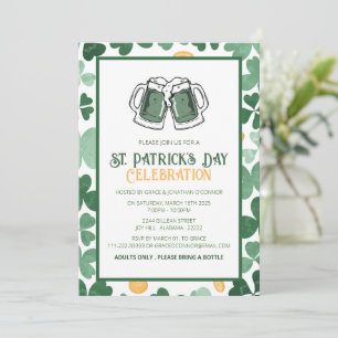 Elegant Green Shamrock St. Patrick's Day Party Invitation