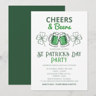 Elegant Green Shamrock St. Patrick's Day Party Invitation