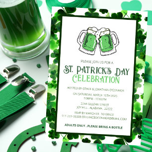 Elegant Green Shamrock St. Patrick's Day Party Invitation