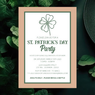 Elegant Green Shamrock St. Patrick's Day Party Invitation
