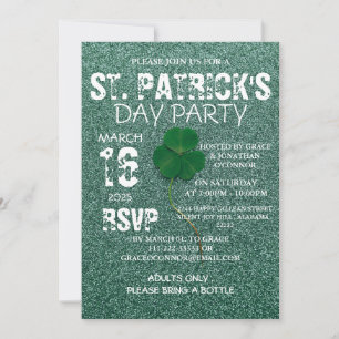 Elegant Green Shamrock St. Patrick's Day Party Invitation