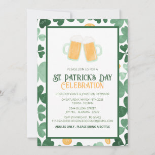 Elegant Green Shamrock St. Patrick's Day Party Invitation