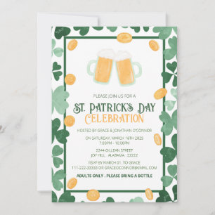 Elegant Green Shamrock St. Patrick's Day Party Invitation