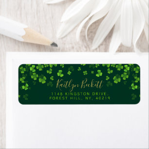 Elegant Green Shamrocks Irish St. Patrick's Day Return Address Label