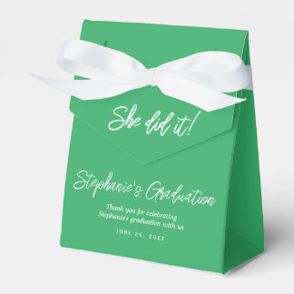 Elegant Green She Did It Graduation Party  Favour Box