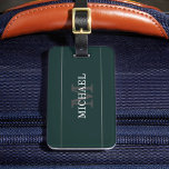 Elegant Green Silver Monogram Personalised Luggage Tag<br><div class="desc">Customise the text, and easily create your personalised luggage tag. Click EDIT, then click EDIT BACKGROUND to change the background colour. You can TRANSFER this DESIGN to other Zazzle products and adjust it to fit most Zazzle items. Standard Studio designs are made in high-resolution graphics for a professional print. Thank...</div>