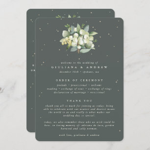 Elegant Green Snowberry+Eucalyptus Bouquet Wedding Program