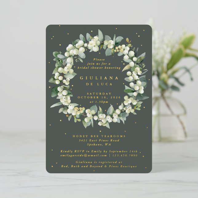 Elegant Green Snowberry+Eucalyptus Bridal Shower (Standing Front)